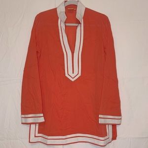 Tory Burch coral tunic with neutral trim